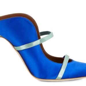 Malone Souliers Electric Blue Satin Leather Heels